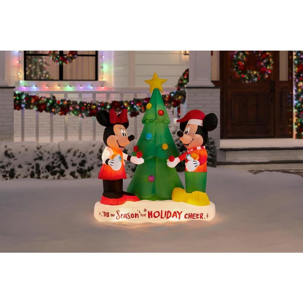6' Inflatable Mickey & Minnie Mouse Decorating The Christmas Tree (7495026376942)